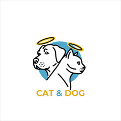 Dog and cat logo design vector.