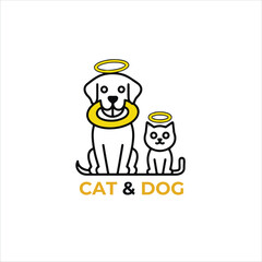 Dog and cat logo design vector.
