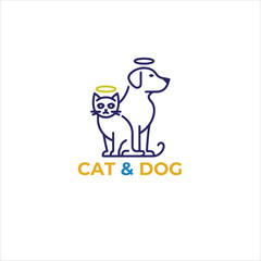 Dog and cat logo design vector.