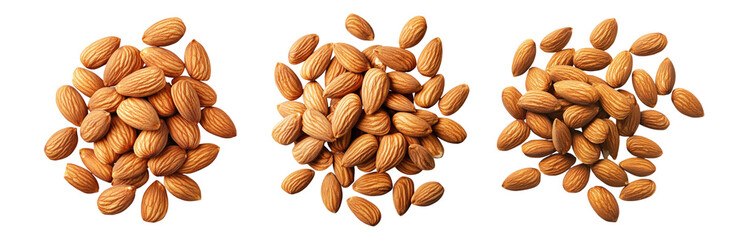 Obraz premium Set of whole natural almonds isolated on white background