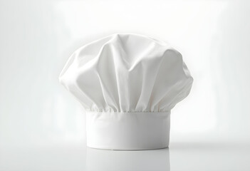 classic white chef hat, also known as toque, stands out against clean background, symbolizing culinary expertise and professionalism in kitchen