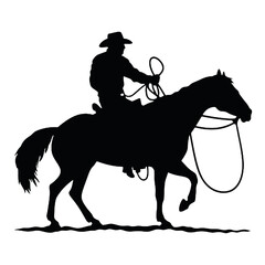 rodeo cowboy on bucking horse silhouette clipart