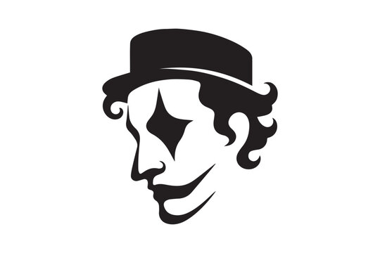 recommend clip art: Joker face clipart vector silhouette isolated in white background