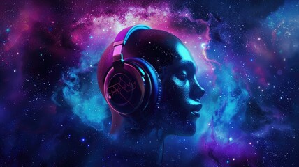 Abstract of mysterious human with science fiction scene in plasma of cosmos fantasy background theme. Colorful particle swirling seamless in space nebula pattern and virtual reality atmosphere. AIG53.