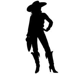 Silhouette cowgirl  alone black color only