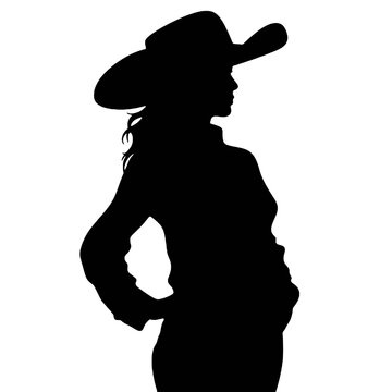 recommend clip art: Silhouette cowgirl  alone black color only