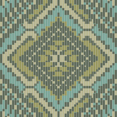 Classic Geometric Patterns Mathfolk Embroidery, Aztec Geometric Ornament Print. Design for Carpet, Wallpaper, Clothing, Wrapping, Fabric