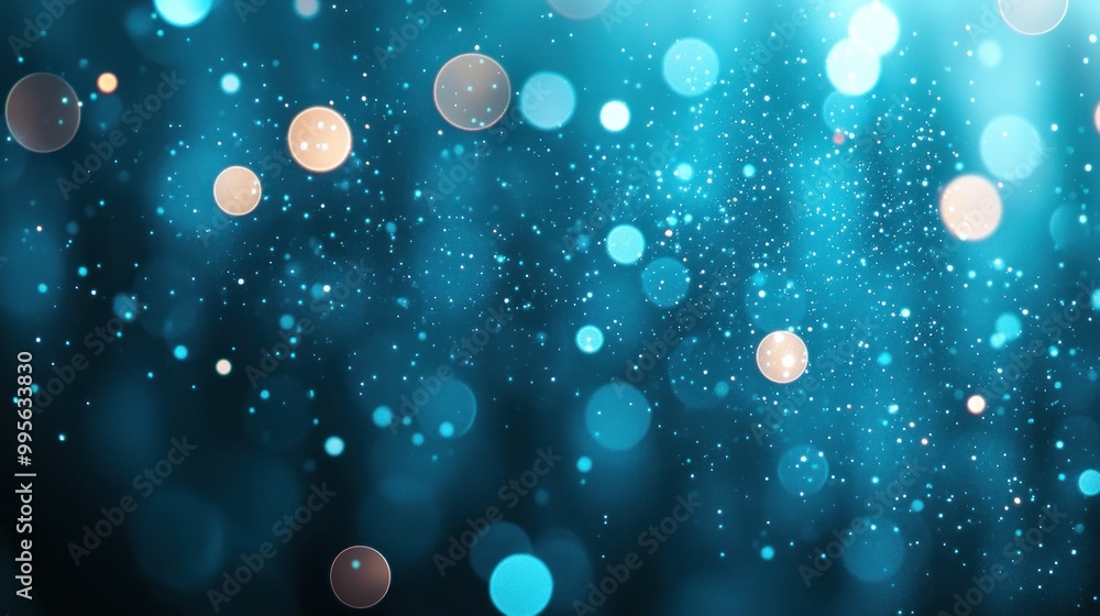 Aufkleber the scene features a vibrant blue backdrop with floating bokeh lights creating a magical ambiance