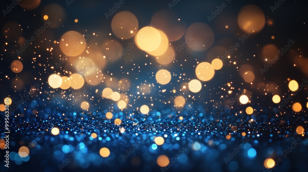 Poster bokeh lights illuminate a dark surface, creating a magical, sparkling effect suitable for events and