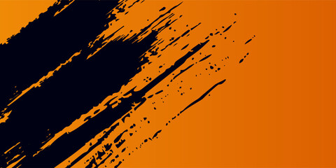 Halloween banner, poster with black bats on the orange background. Template vector Illustration for text. Halloween background