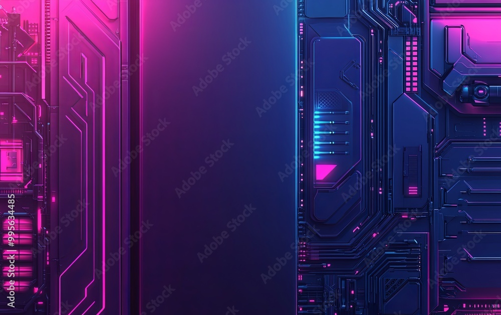 Aufkleber a vibrant, futuristic digital background featuring abstract circuit patterns and neon colors.