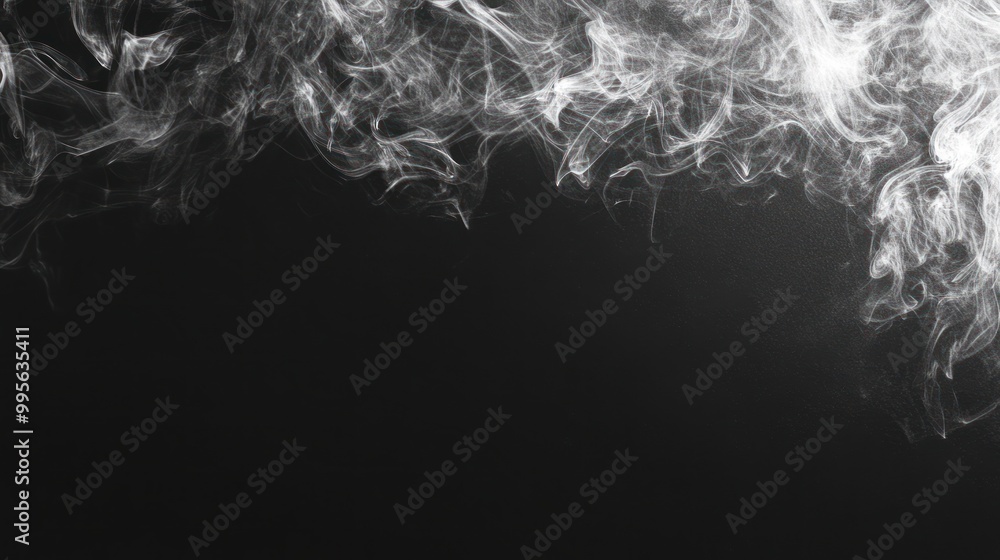 Poster swirling patterns of smoke gracefully ascend into the air, creating an ethereal effect against a dar
