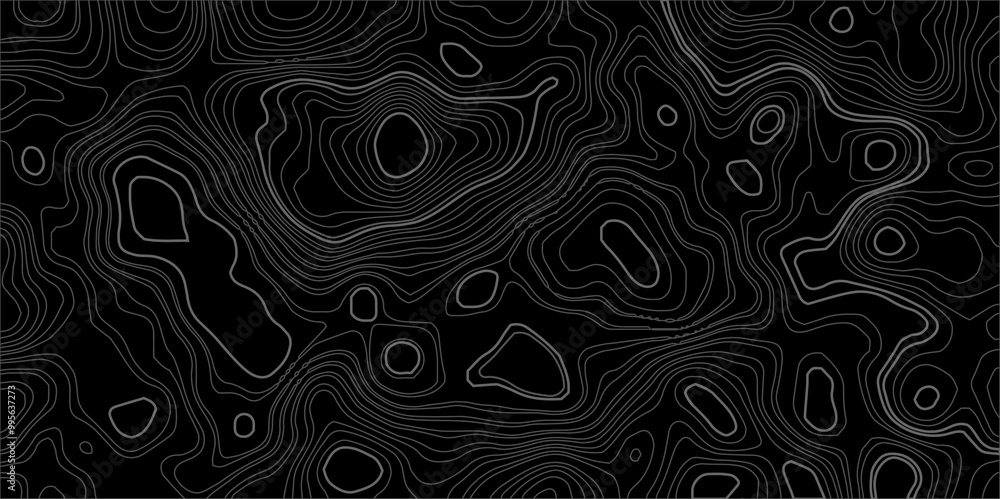 Poster abstract topography circle with contour map waves paper topo relief line map mountain background. cu