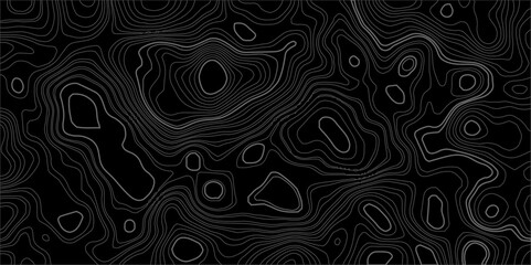 Abstract topography circle with contour map waves paper topo relief line map mountain background. Curved line topo seamless topography