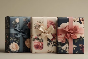 Hyper-feminine design with vintage floral patterns, soft pastel colors, roses and delicate bows. Generative AI