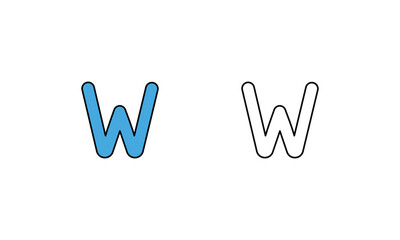 Letter W icon vector set