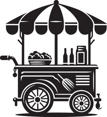 Street food cart silhouette vector illustration isolated on a white background