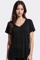 Fototapeta premium a black t-shirt with a white background. mockup, t-shirt mockup