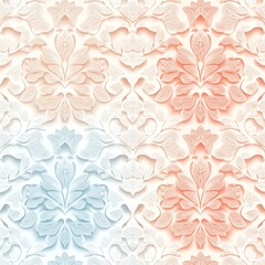 A delicate, embossed pattern featuring soft pastel colors of blue and pink, ideal for elegant backgrounds and decorative designs.