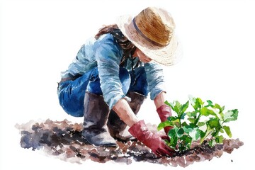 A gardener planting seedlings in rich soil, showcasing the beauty of nature and the essence of sustainable gardening practices.