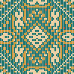 Ethnic Pattern Uzbek Ikat Patternfolk Embroidery, Aztec Geometric Ornament Print. Design for Carpet, Wallpaper, Clothing, Wrapping, Fabric