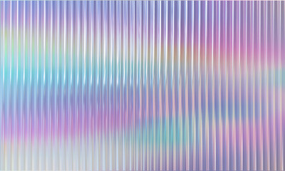 Ribbed glass with rainbow gradient. Transparent glass background with holographic effect