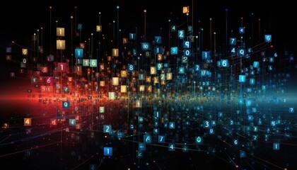 Image of Abstract network with digits