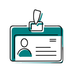 Obraz premium ID badge icon illustration, teal and white, identification and employee concept