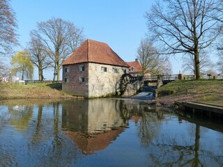 Fototapeta premium Mill pond of the Mallum watermill on the old river course of the river Berkel in the Netherlands.