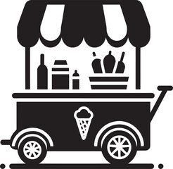 Street food cart silhouette vector illustration isolated on a white background
