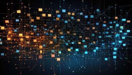 Image of Abstract network with digits