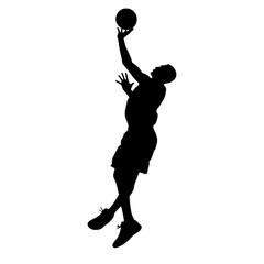 silhouette illustration of a basketball player performing a slam dunk