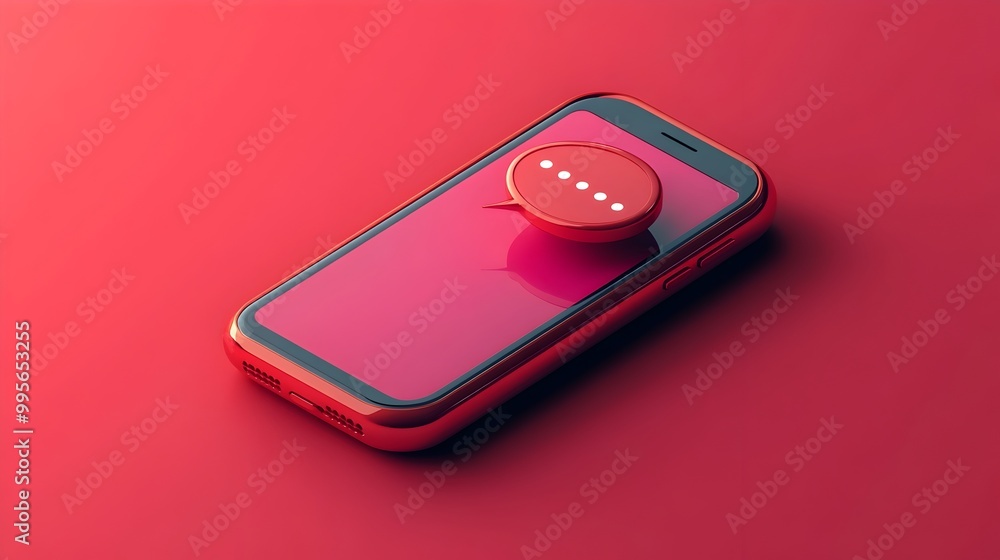 Poster stylized smartphone icon with message bubble representing communication and technology