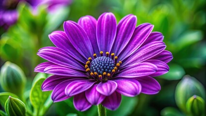 Fototapeta premium Purple flower petals and leaves close up , nature, floral, botany, vibrant, colorful, blooming, close-up, beauty, garden, flora