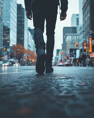 Urban Lifestyle Walking in the City Streets at Dusk