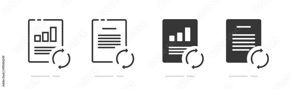 Poster document file sync cloud icon vector simple pictogram line stroke graphic, doc update upload synchro
