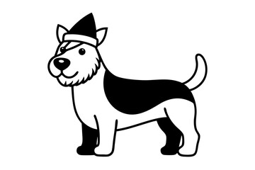   Dog Christmas mascot icon outline art vector on white background 