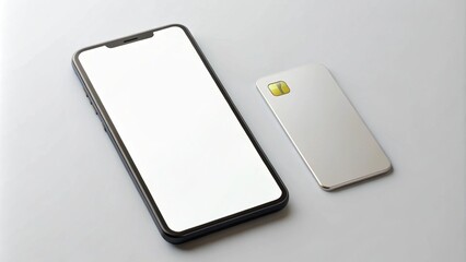 Close-up of a phone and bank card for buying in cyberspace