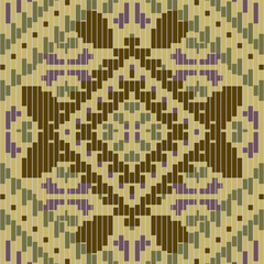 Mosaic Ikat Pattern Drawingfolk Embroidery, Aztec Geometric Ornament Print. Design for Carpet, Wallpaper, Clothing, Wrapping, Fabric