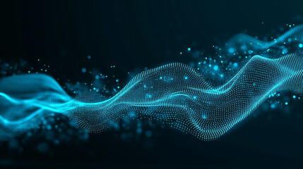 Abstract blue background with glowing particles and dots. Futuristic wallpaper for design. Big data concept.
