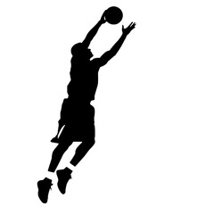 basketball player in action with ball - silhouette vector illustration transparent background