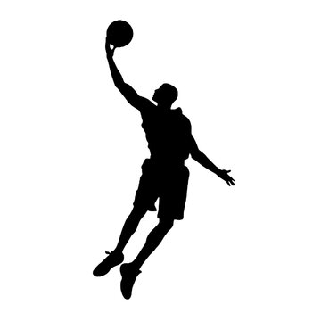 recommend clip art: basketball player in action with ball - silhouette vector illustration transparent background