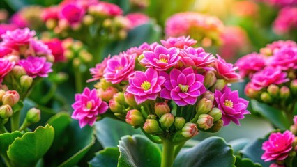 Obraz premium Pink kalanchoe flower blooming in a vibrant garden , Crassulaceae, Saxifragales, Kalanchoe, pink, bloom, blossoming