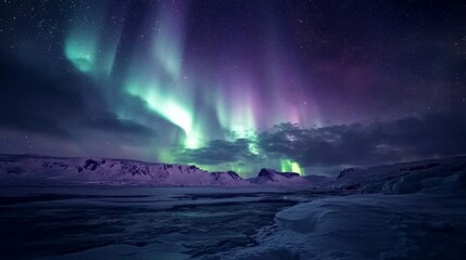 Naklejka premium Stunning Aurora Borealis Dancing in Night Sky