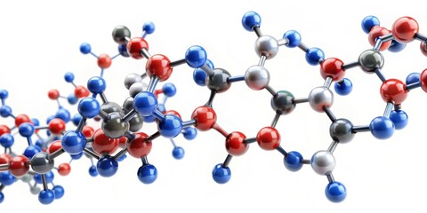 rendering of a biological molecule on a white background, molecule,biology, chemistry, science, structure, genetics