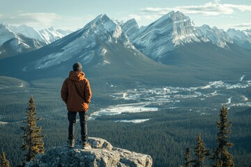 A Person Standing on a Rocky Mountain Peak in the Daylight
