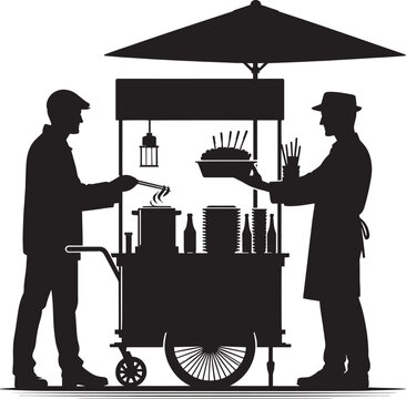 recommend clip art: Street food cart silhouette vector illustration isolated on a white background