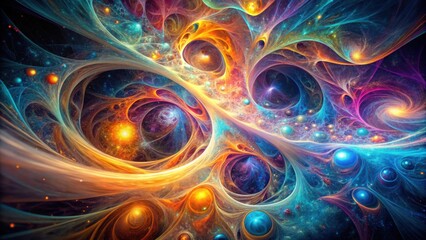 Detailed chaotic fluid motion simulation of abstract fractal particles field, fractal, abstract, particles, field, chaotic