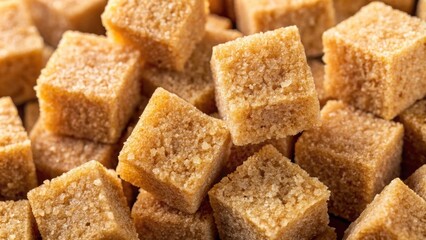 Close up of Demerara golden brown sugar cubes, demerara, golden, brown sugar, cubes, sweet, food, ingredient, close-up