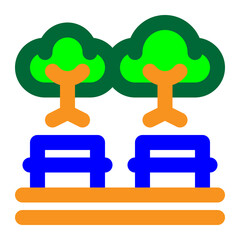 garden, park, trees, recreation, ecology, environment colored outline icon